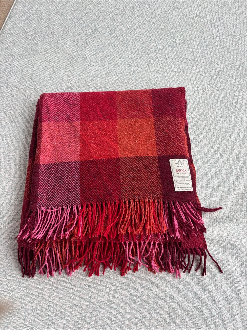 Avoca Red & Pink Plaid Fringe Throw Blanket